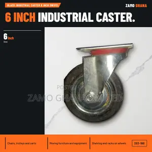 Black Industrial Caster 6 Inch Swivel - 203-160