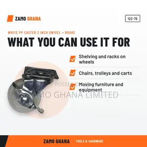 White Pp Caster 3 Inch Swivel + Brake - 122-75