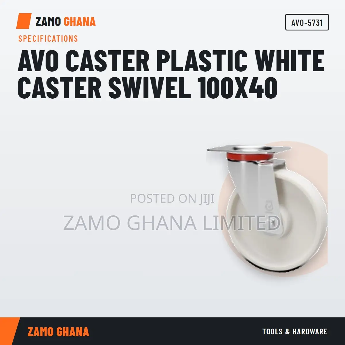 Avo Caster Plastic White Caster Swivel 100X40 - AVO-5731