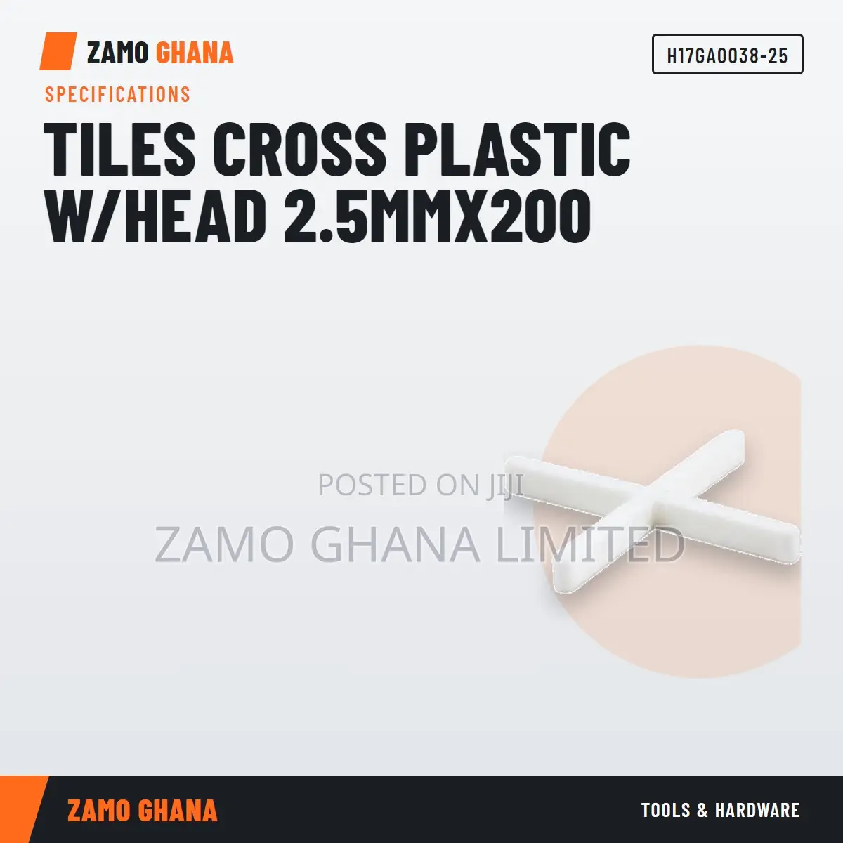 Tiles Cross Plastic W/Head 2.5Mmx200 - H17ga0038-25