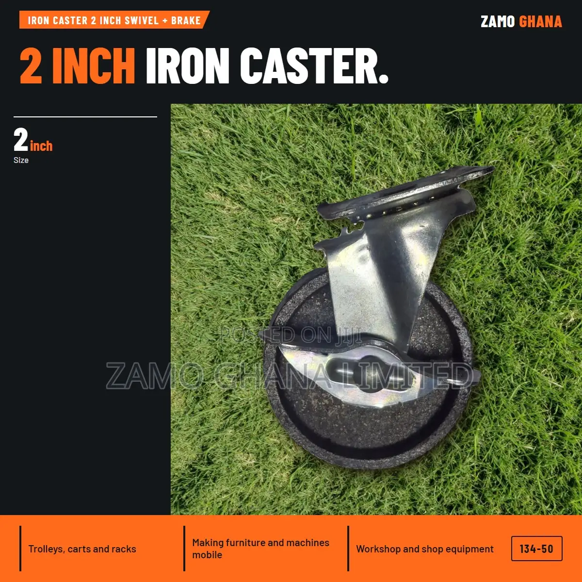 Iron Caster 2 Inch Swivel + Brake - 134-50