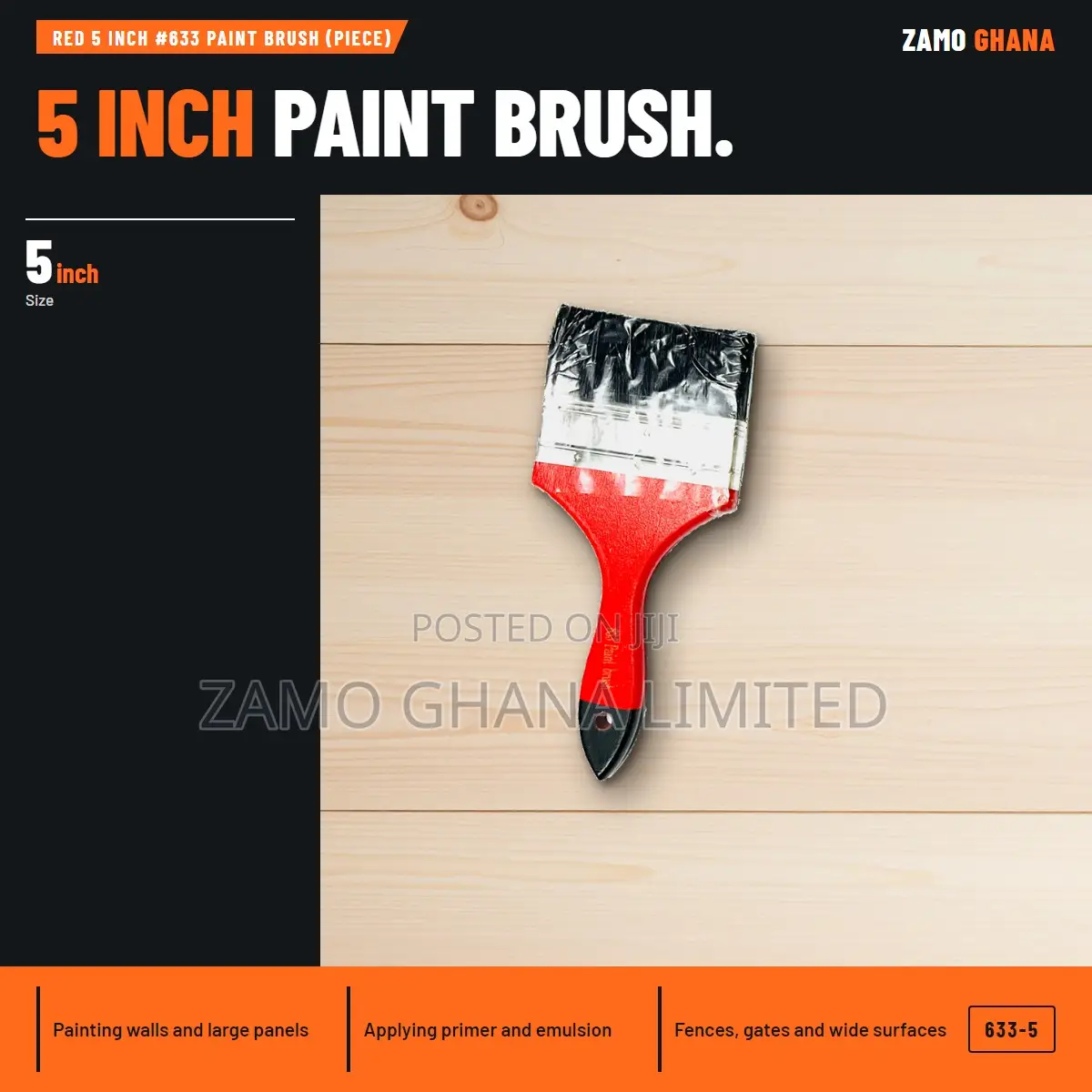 Red 5 Inch #633 Paint Brush (Piece) - 633-5