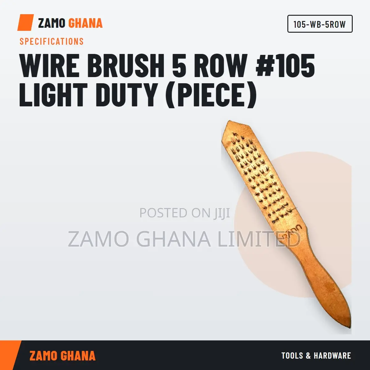 Wire Brush 5 Row #105 Light Duty (Piece) - 105-Wb-5row