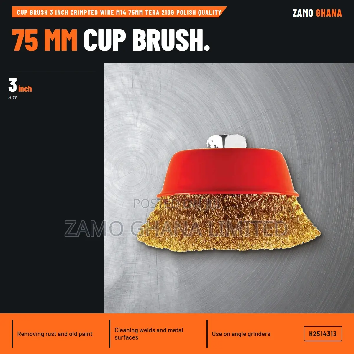Cup Brush 3 Inch Crimpted Wire M14 75Mm Tera 210G Polish Qu - H