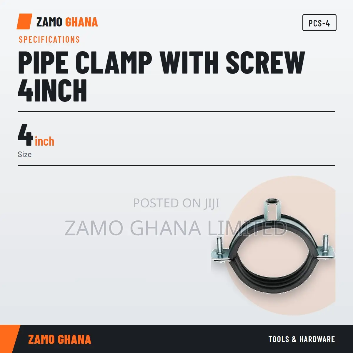 Pipe Clamp With Screw 4Inch - PCS-4