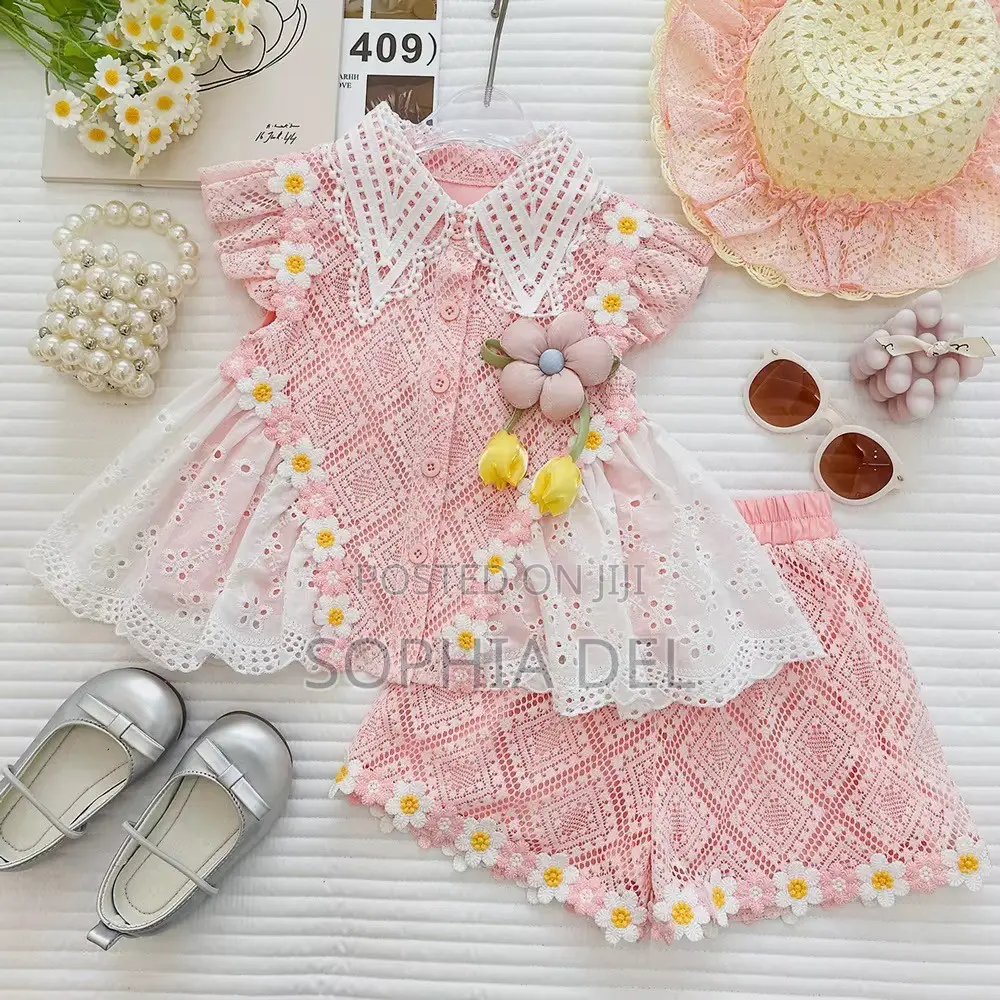 Premium Girls’ Pink Lace 2-Piece Set / Age 3-8Yeaes