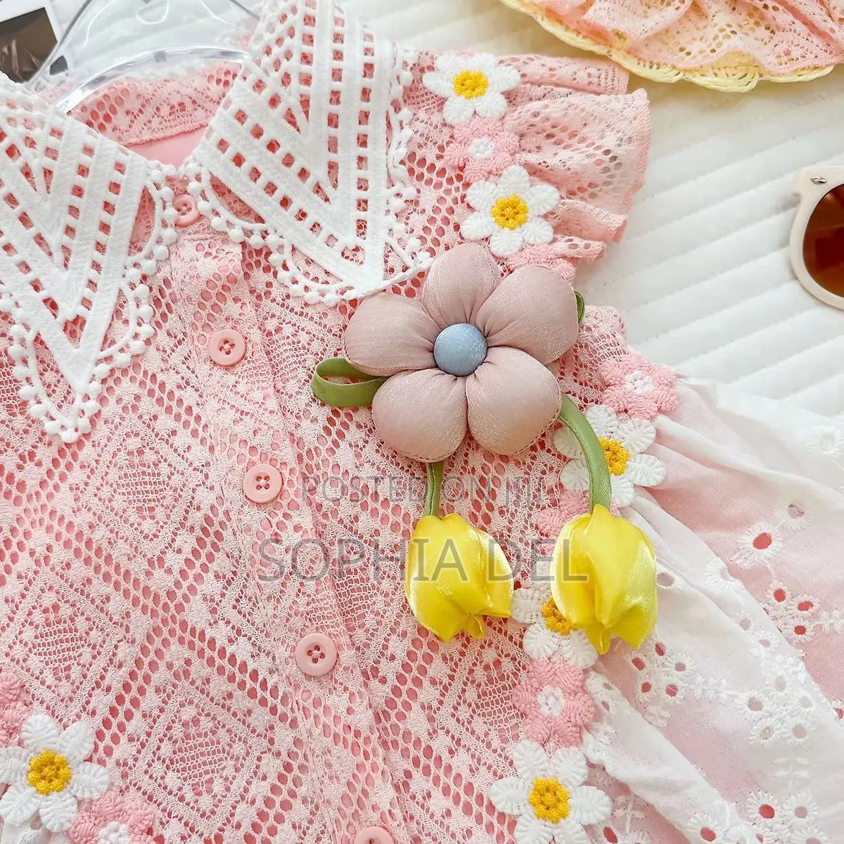 Premium Girls’ Pink Lace 2-Piece Set / Age 3-8Yeaes
