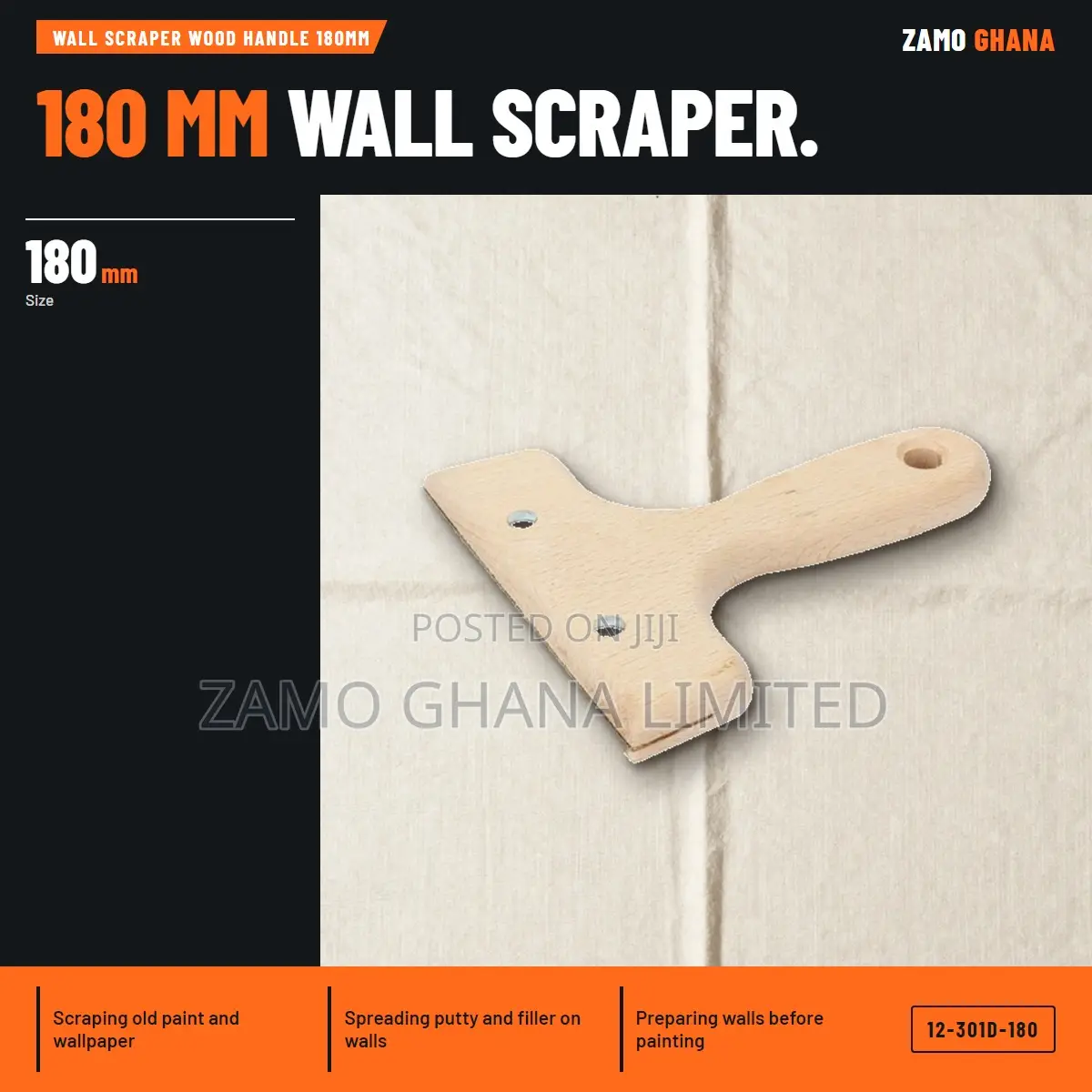Wall Scraper Wood Handle 180Mm - 12-301d-180