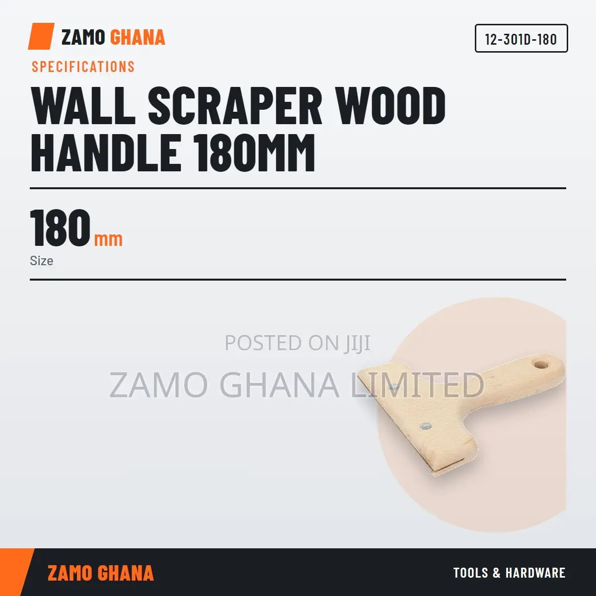 Wall Scraper Wood Handle 180Mm - 12-301d-180
