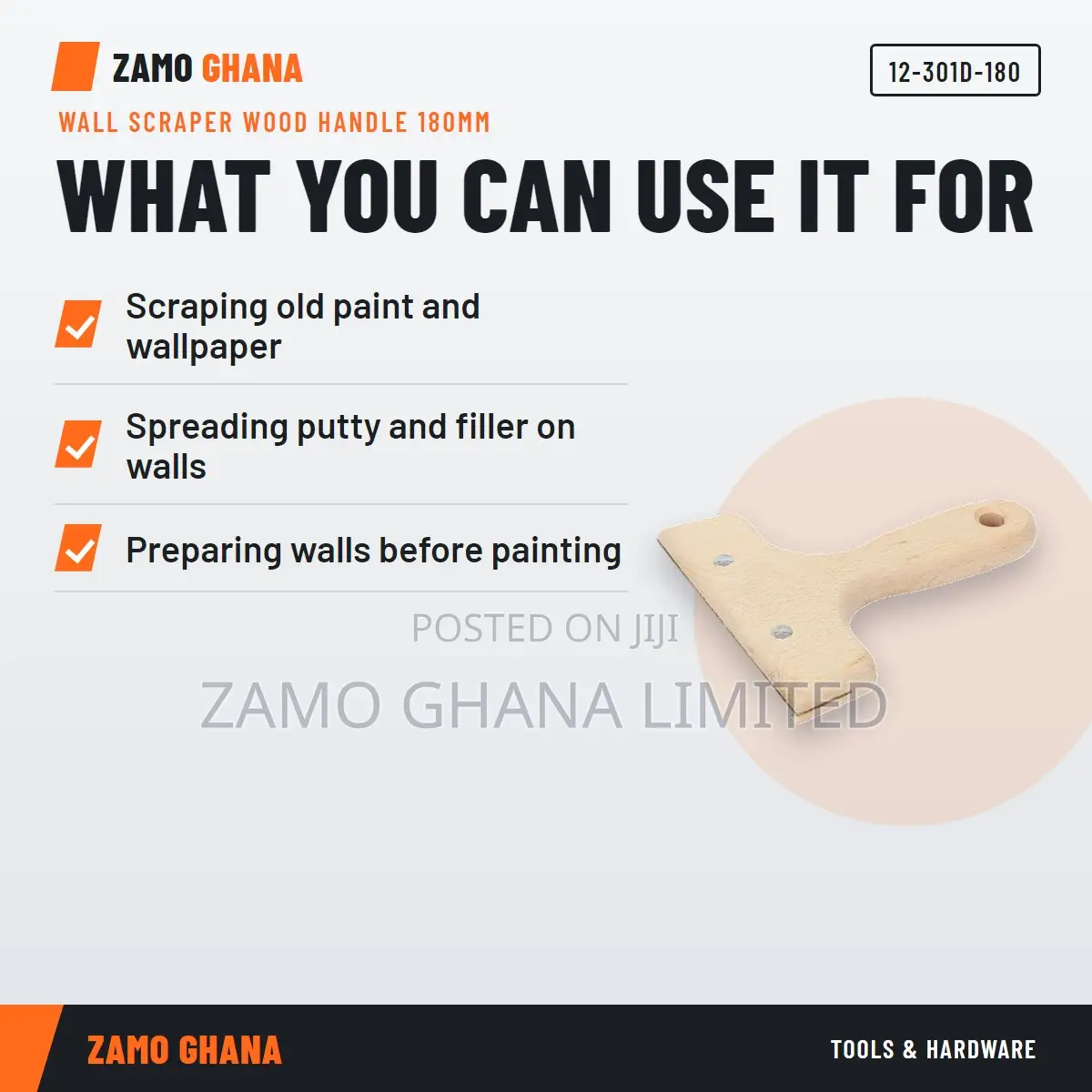 Wall Scraper Wood Handle 180Mm - 12-301d-180