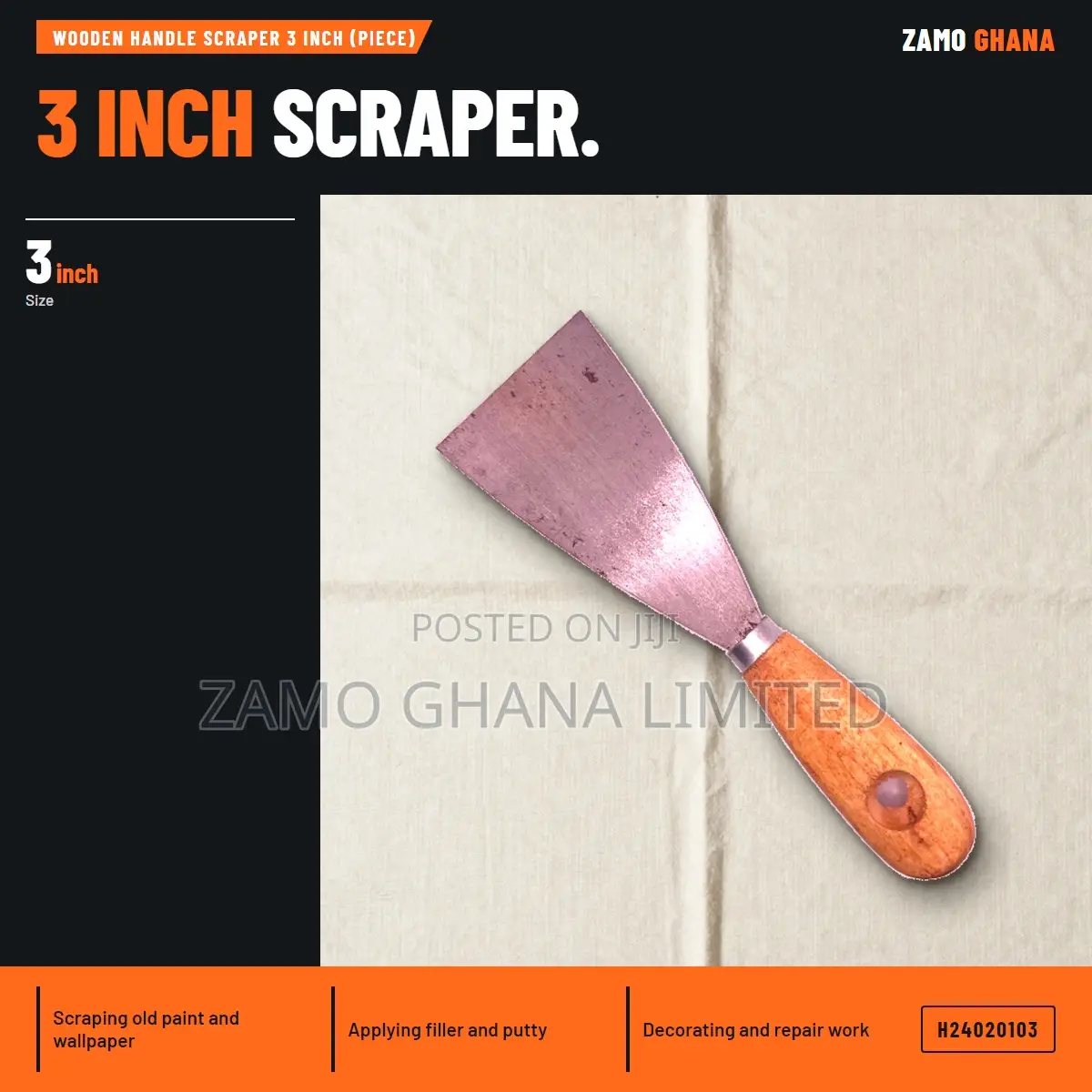 Wooden Handle Scraper 3 Inch (Piece) - H