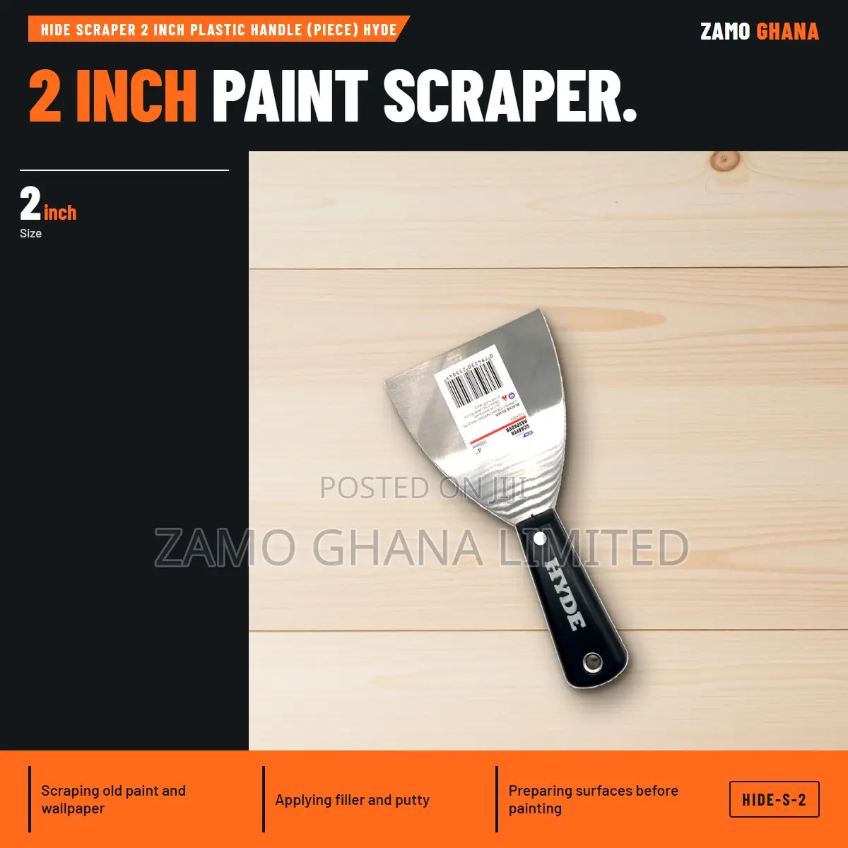 Hide Scraper 2 Inch Plastic Handle (Piece) Hyde - HIDE-S-2