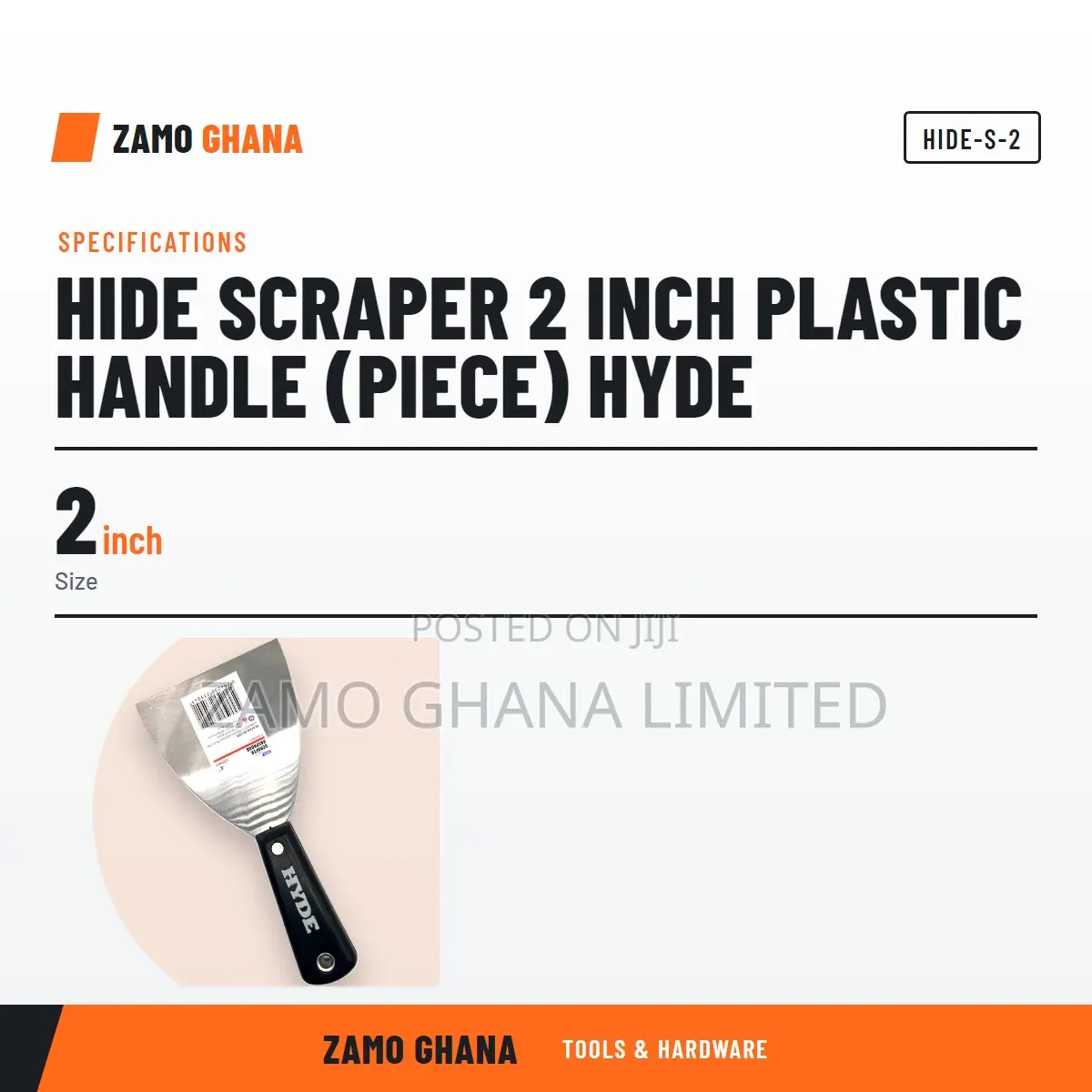 Hide Scraper 2 Inch Plastic Handle (Piece) Hyde - HIDE-S-2