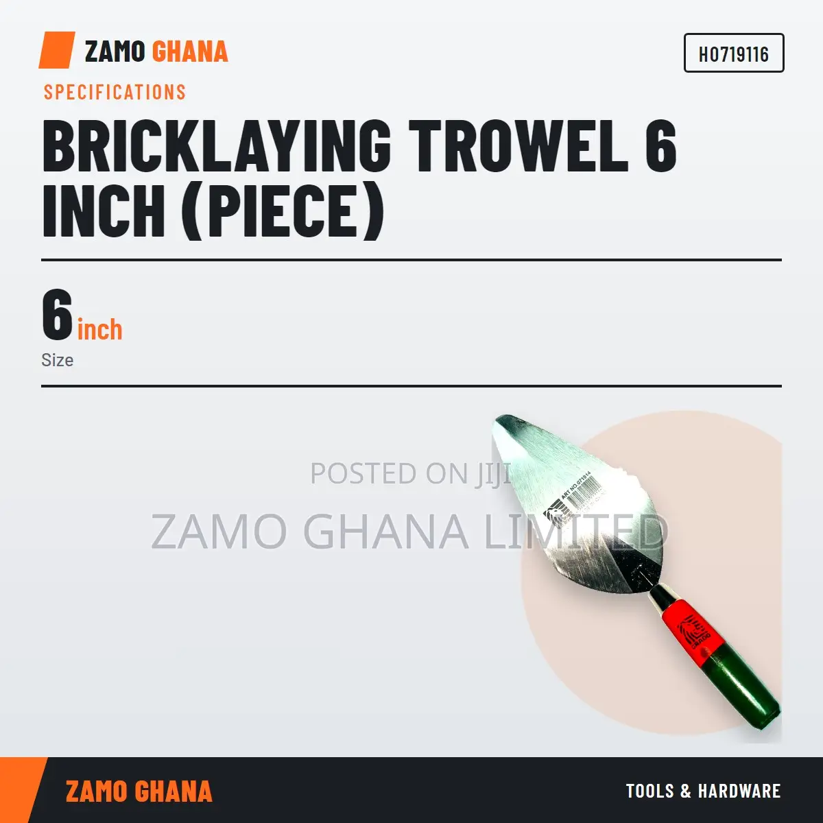 Bricklaying Trowel 6 Inch (Piece) - H