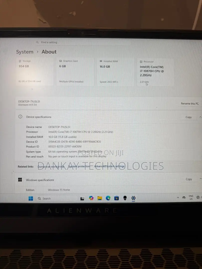 Laptop Alienware M15 R4 16GB Intel Core i7 SSD 1T