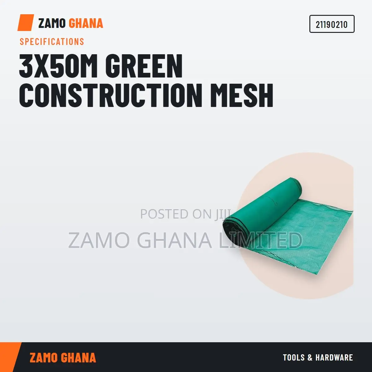 3X50M Green Construction Mesh -
