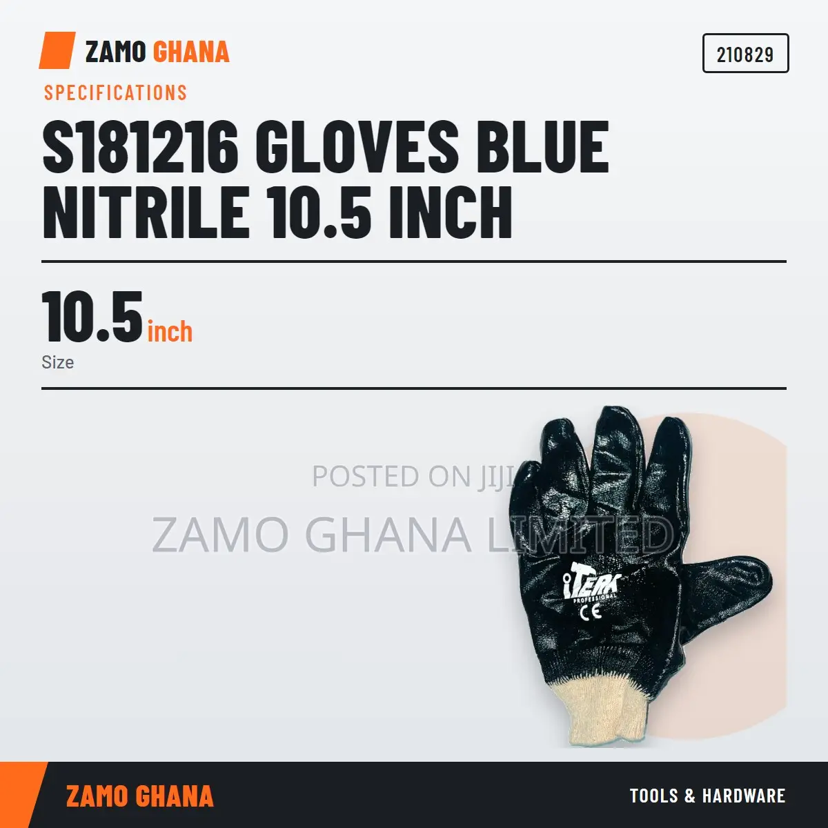 S181216 Gloves Blue Nitrile 10.5 Inch - 210829