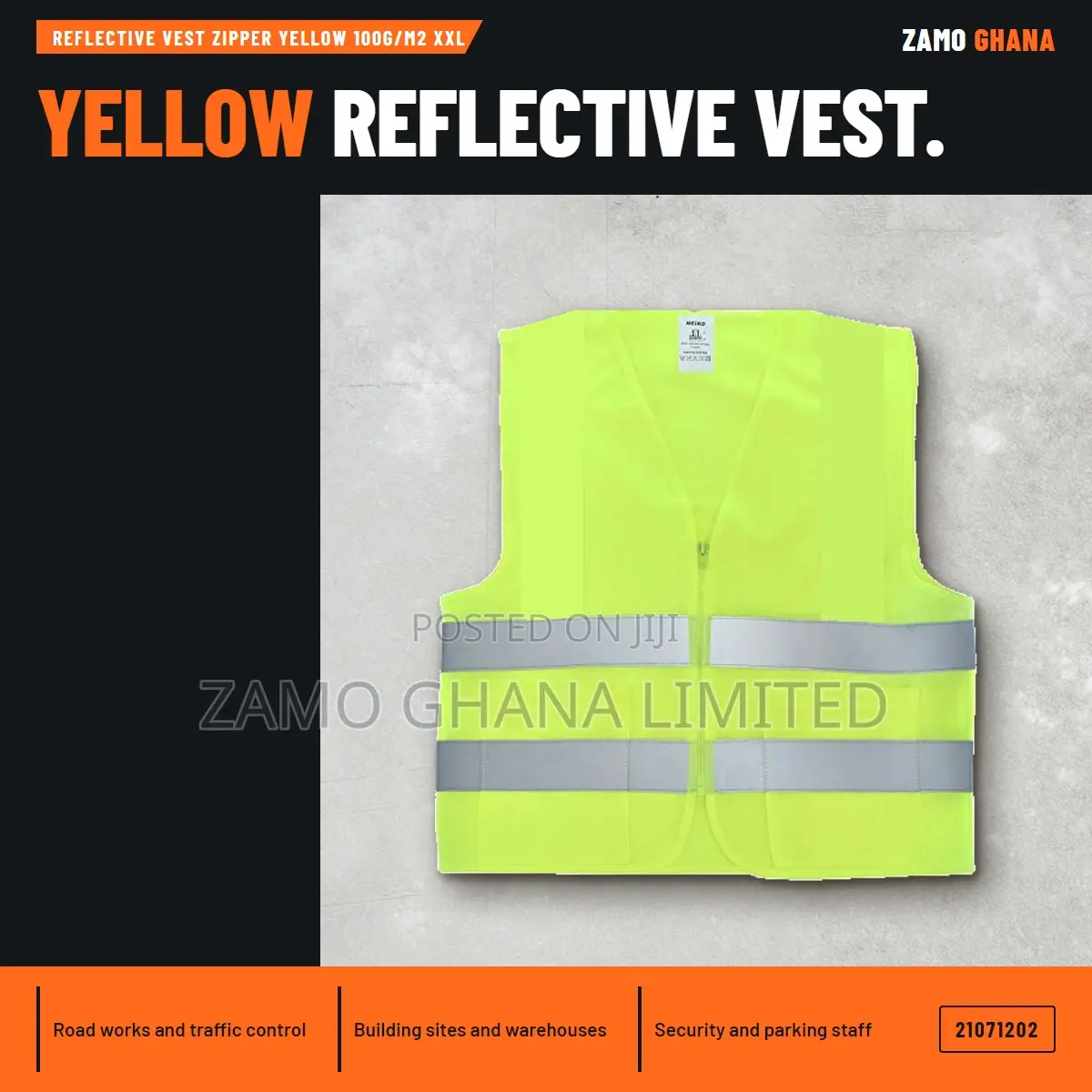Reflective Vest Zipper Yellow 100g/M2 XXL - 21071202