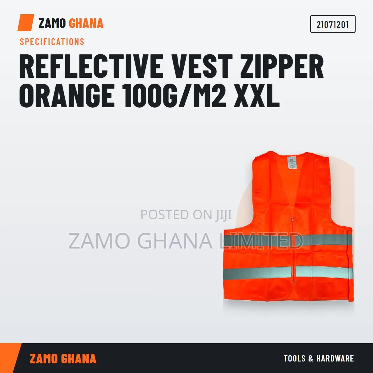 Reflective Vest Zipper Orange 100g/M2 XXL - 21071201