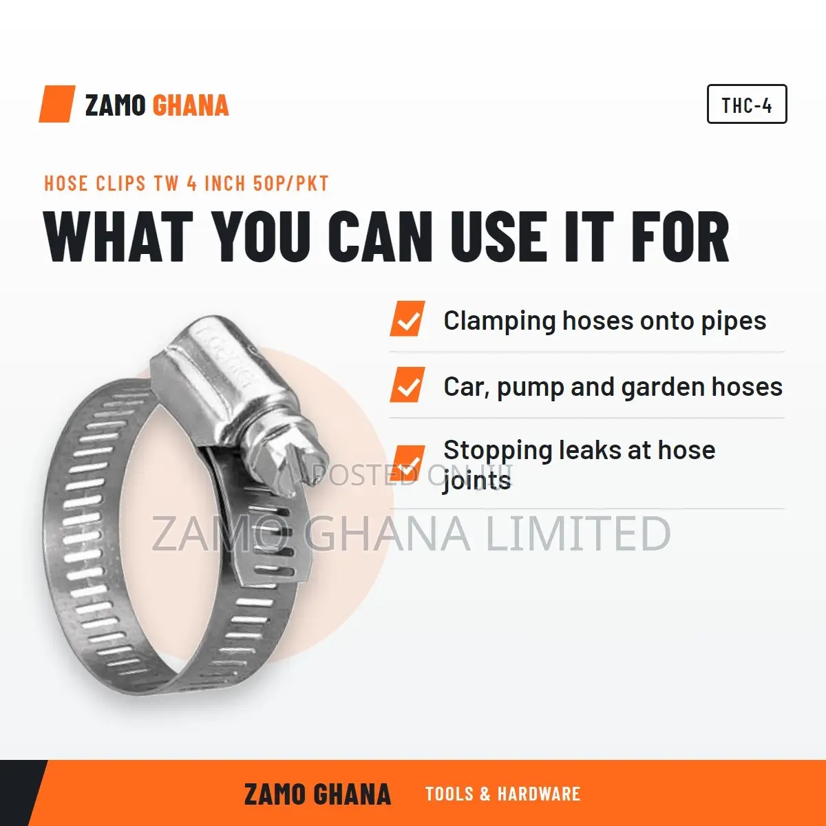 Hose Clips Tw 4 Inch 50p/PKT - THC-4