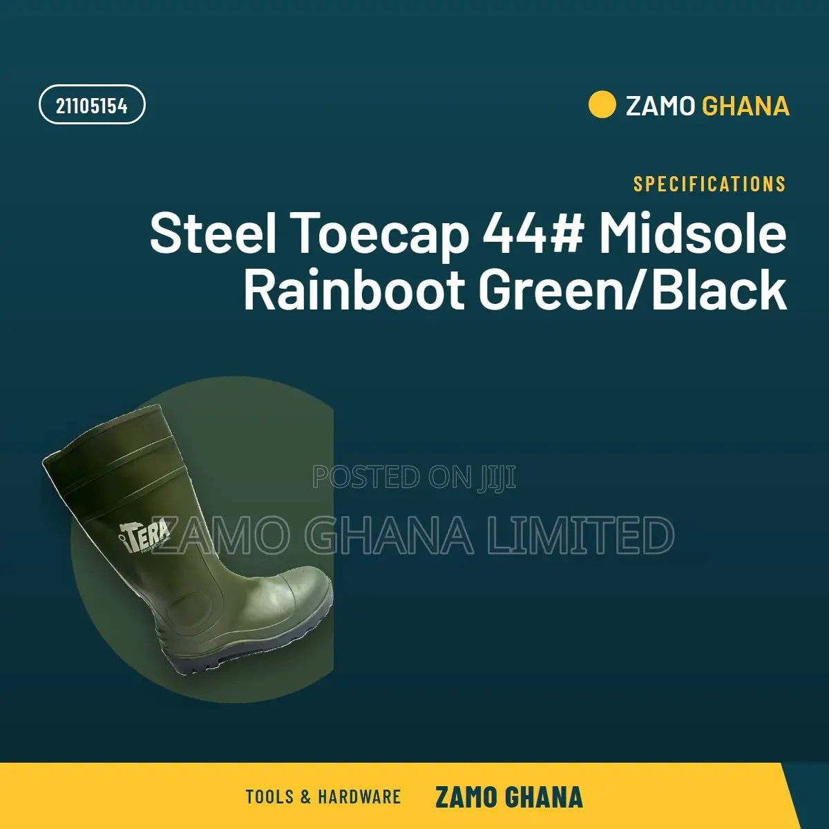 Steel Toecap 44# Midsole Rainboot Green/Black -