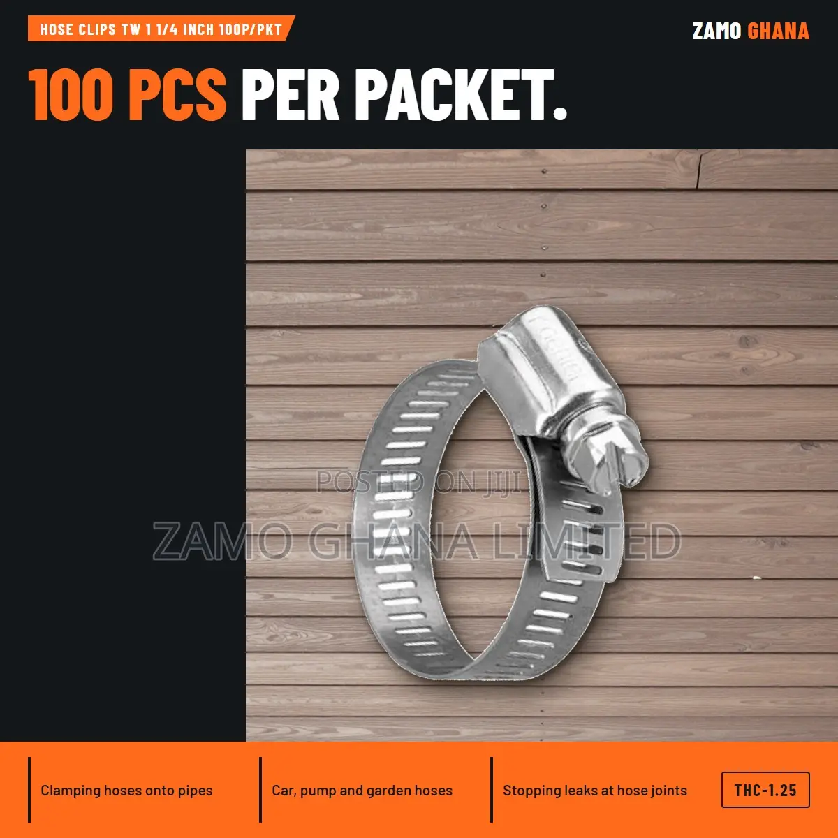 Hose Clips Tw 1 1/4 Inch 100p/PKT - THC-1.25