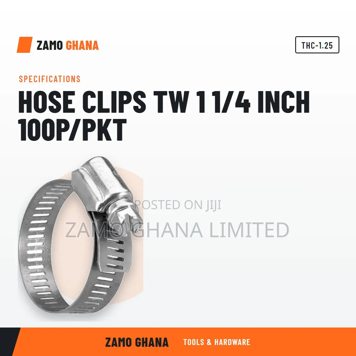 Hose Clips Tw 1 1/4 Inch 100p/PKT - THC-1.25