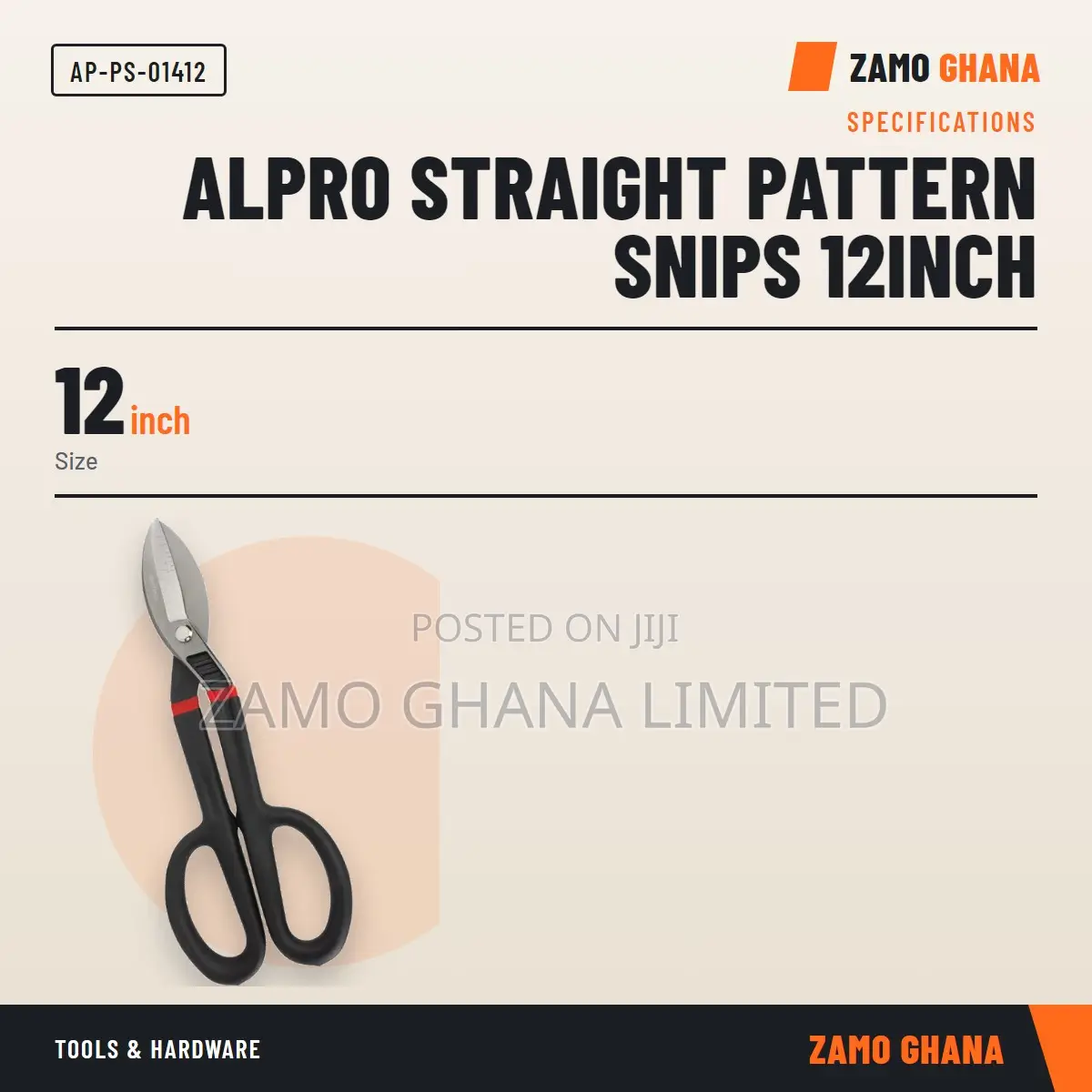 Alpro Straight Pattern Snips 12Inch - AP-PS-01412