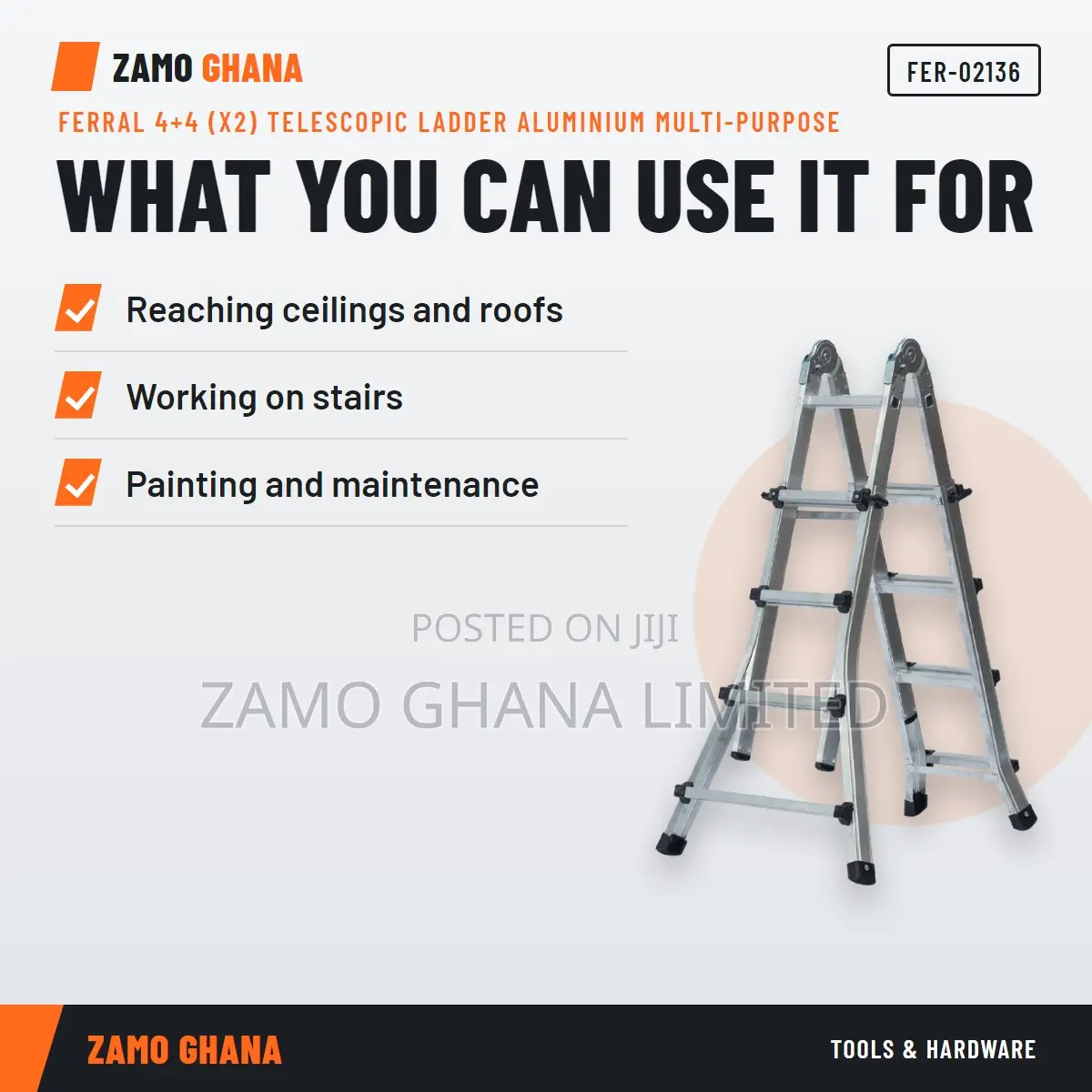 Ferral 4+4 (X2) Telescopic Ladder Aluminium Multi-Purpose - FER-02136