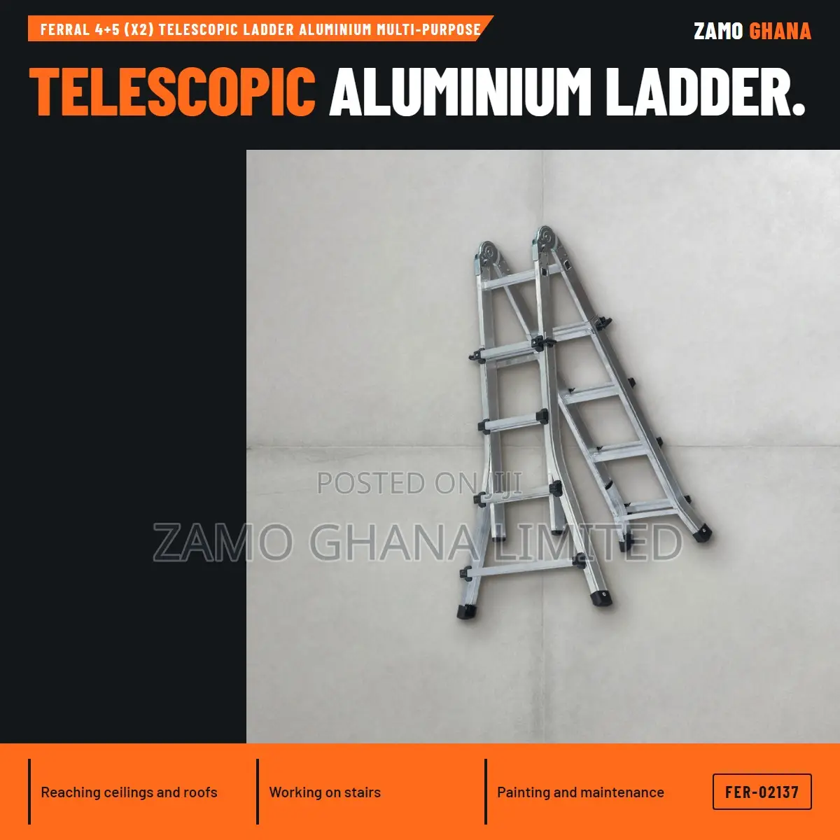 Ferral 4+5 (X2) Telescopic Ladder Aluminium Multi-Purpose - FER-02137
