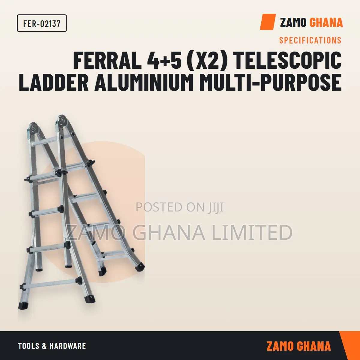 Ferral 4+5 (X2) Telescopic Ladder Aluminium Multi-Purpose - FER-02137