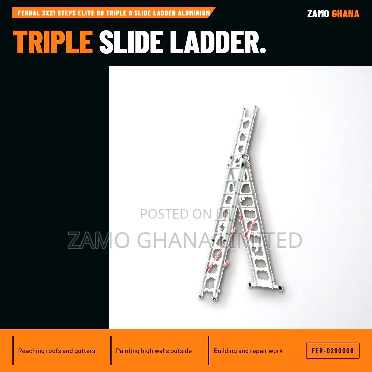 Ferral 3X21 Steps Elite 80 Triple 6 Slide Ladder Alumini - FER-