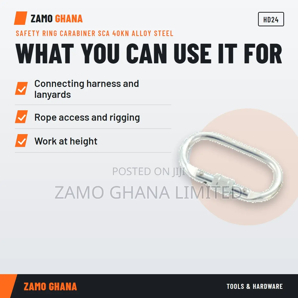 Safety Ring Carabiner Sca 40Kn Alloy Steel - HD24