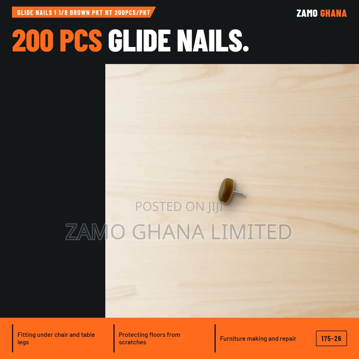 Glide Nails 1 1/8 Brown PKT Nt 200Pcs/PKT - 175-26