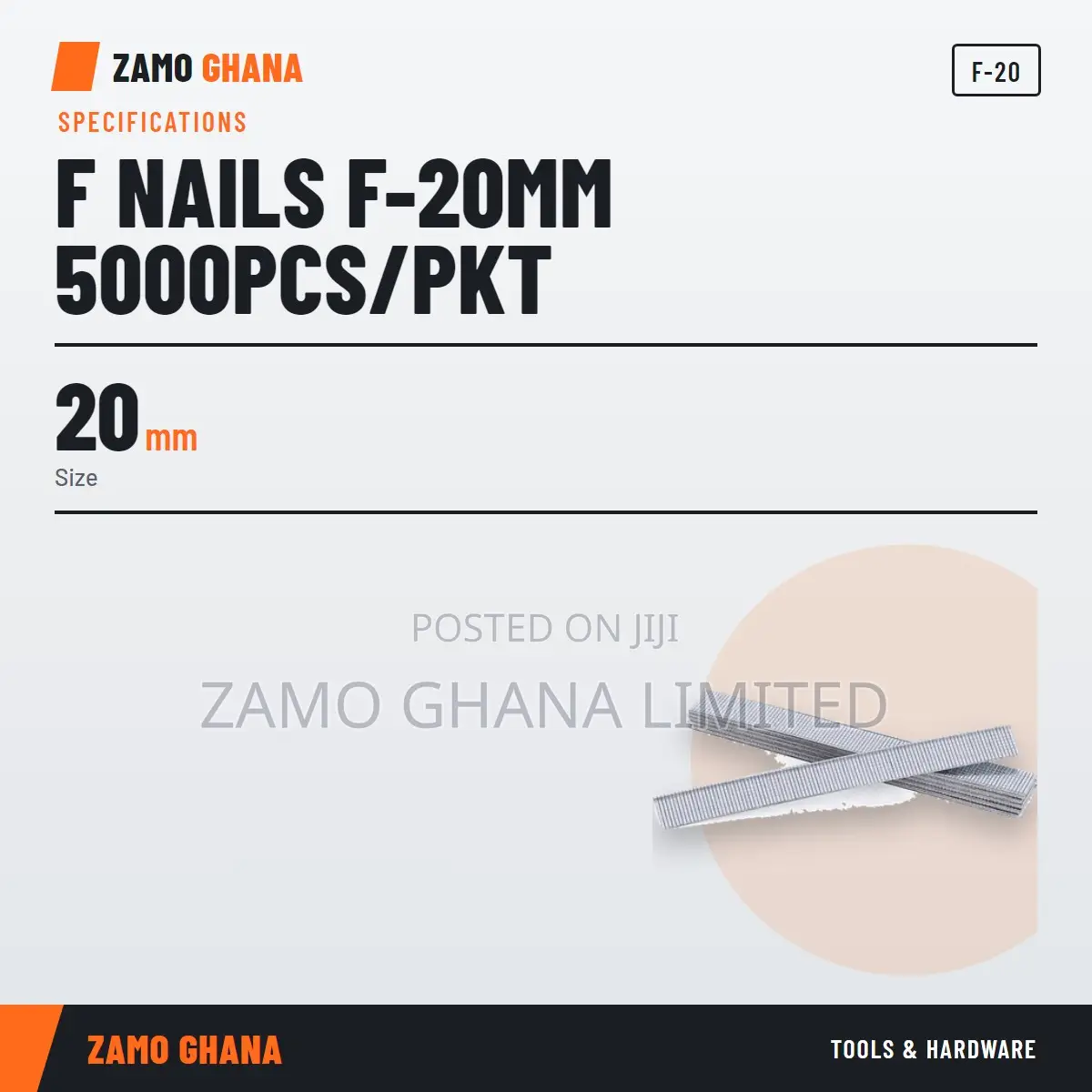 F Nails F-20Mm 5000Pcs/PKT - F-20