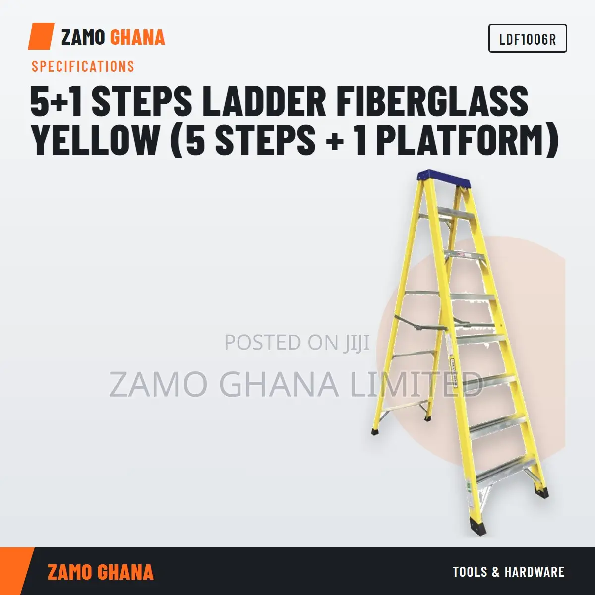 5+1 Steps Ladder Fiberglass Yellow (5 Steps + 1 Platform) - LDF1006R