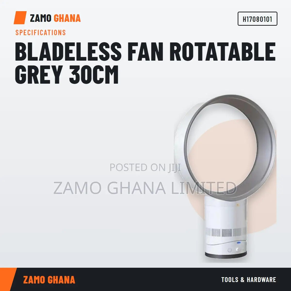 Bladeless Fan Rotatable Grey 30Cm - H