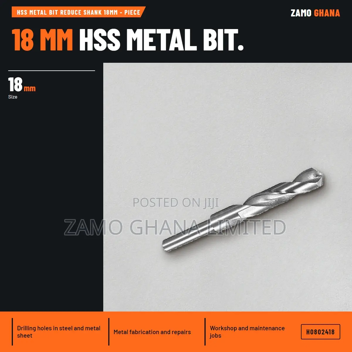 HSS Metal Bit Reduce Shank 18Mm - Piece - H