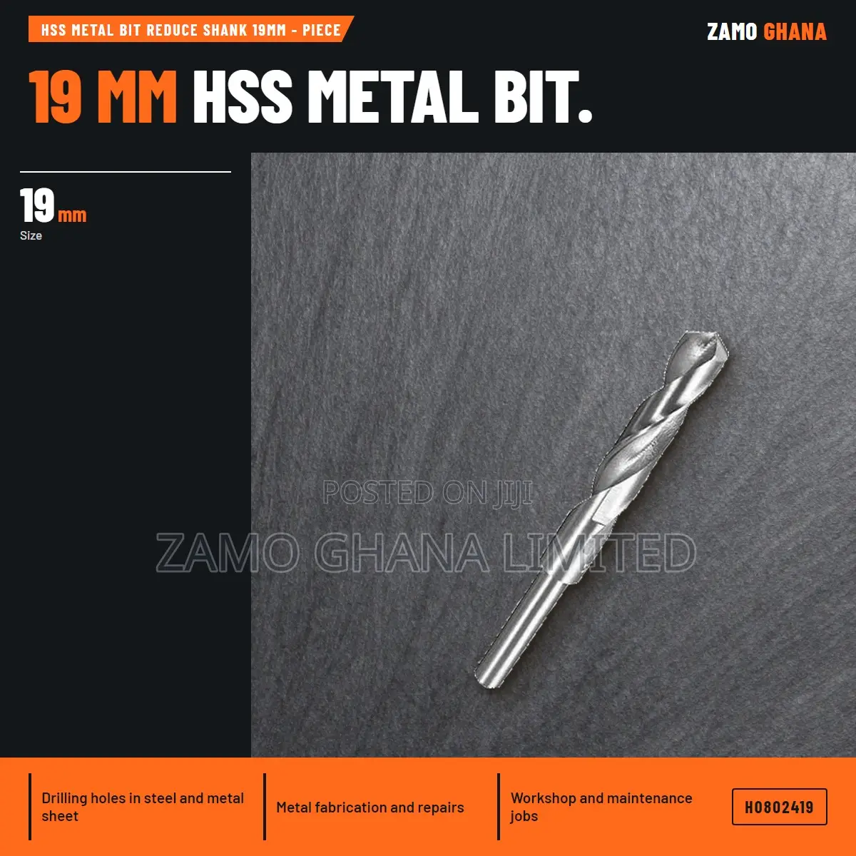 HSS Metal Bit Reduce Shank 19Mm - Piece - H