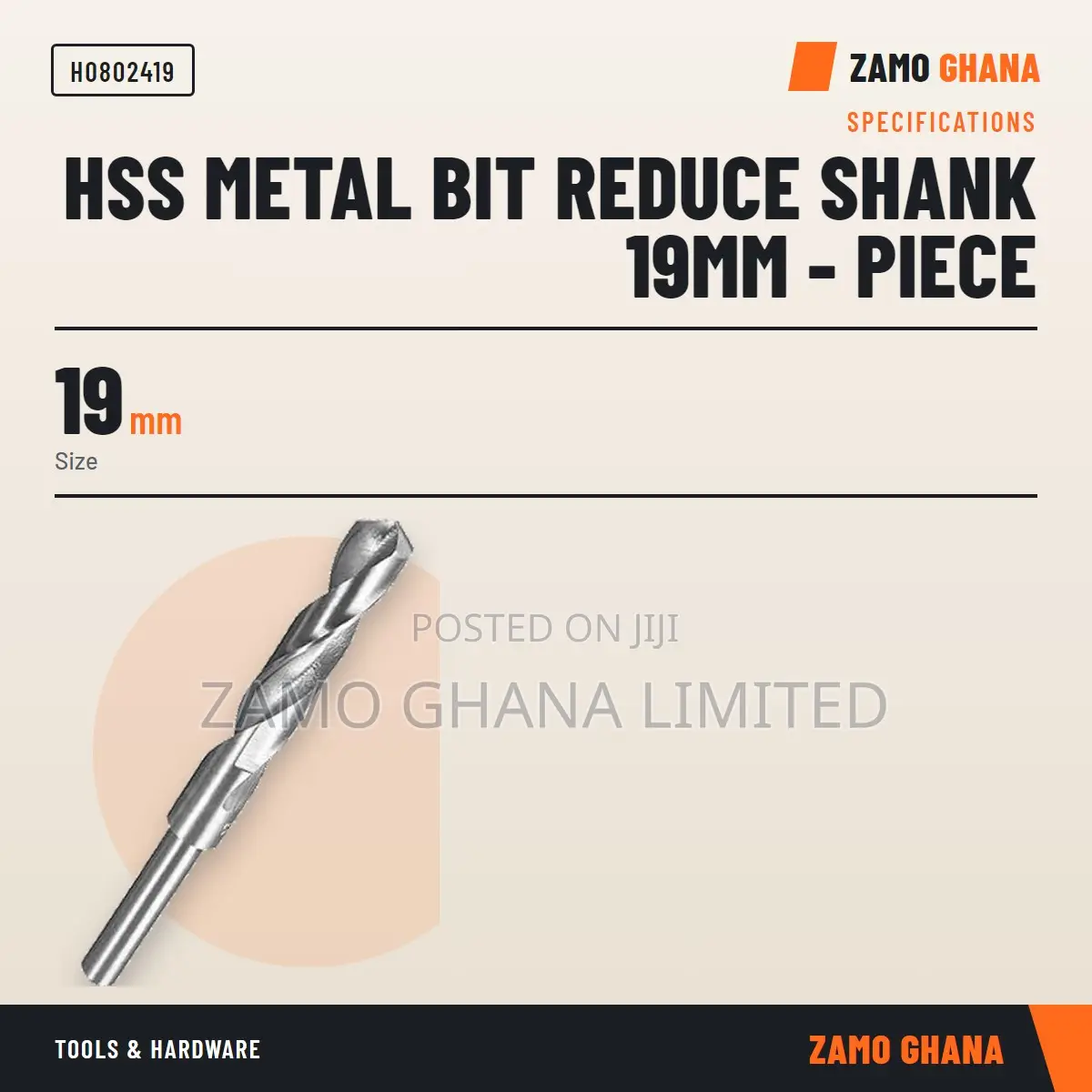 HSS Metal Bit Reduce Shank 19Mm - Piece - H
