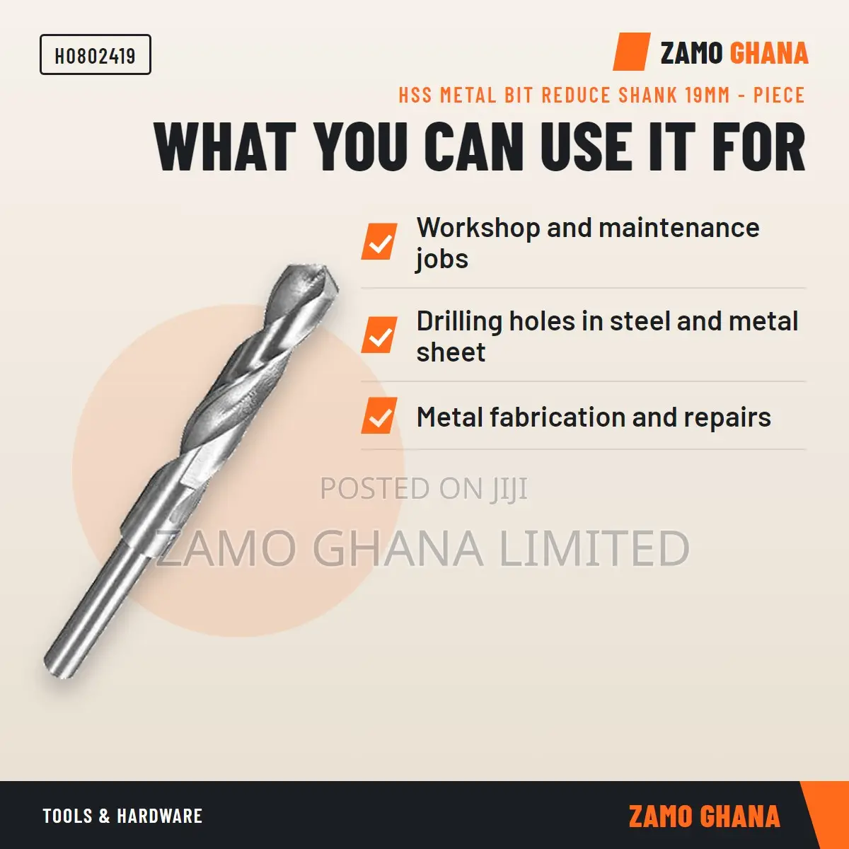 HSS Metal Bit Reduce Shank 19Mm - Piece - H