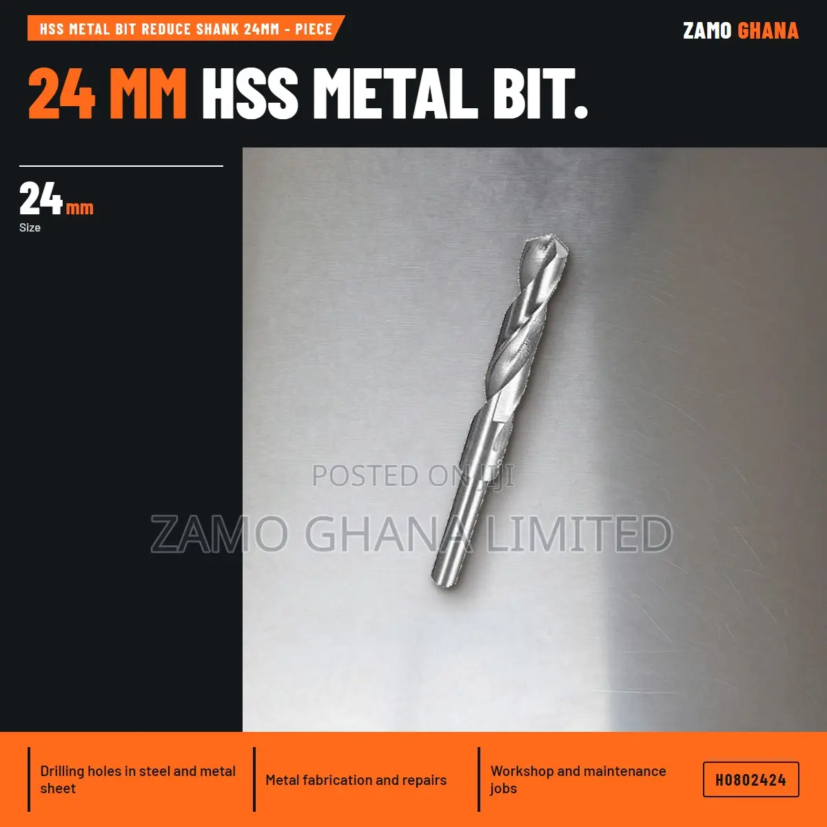 HSS Metal Bit Reduce Shank 24Mm - Piece - H
