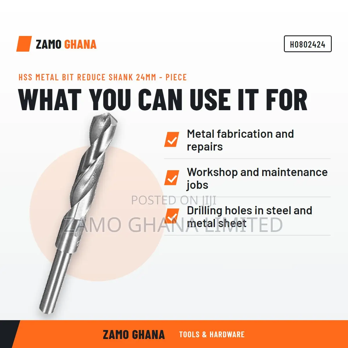 HSS Metal Bit Reduce Shank 24Mm - Piece - H