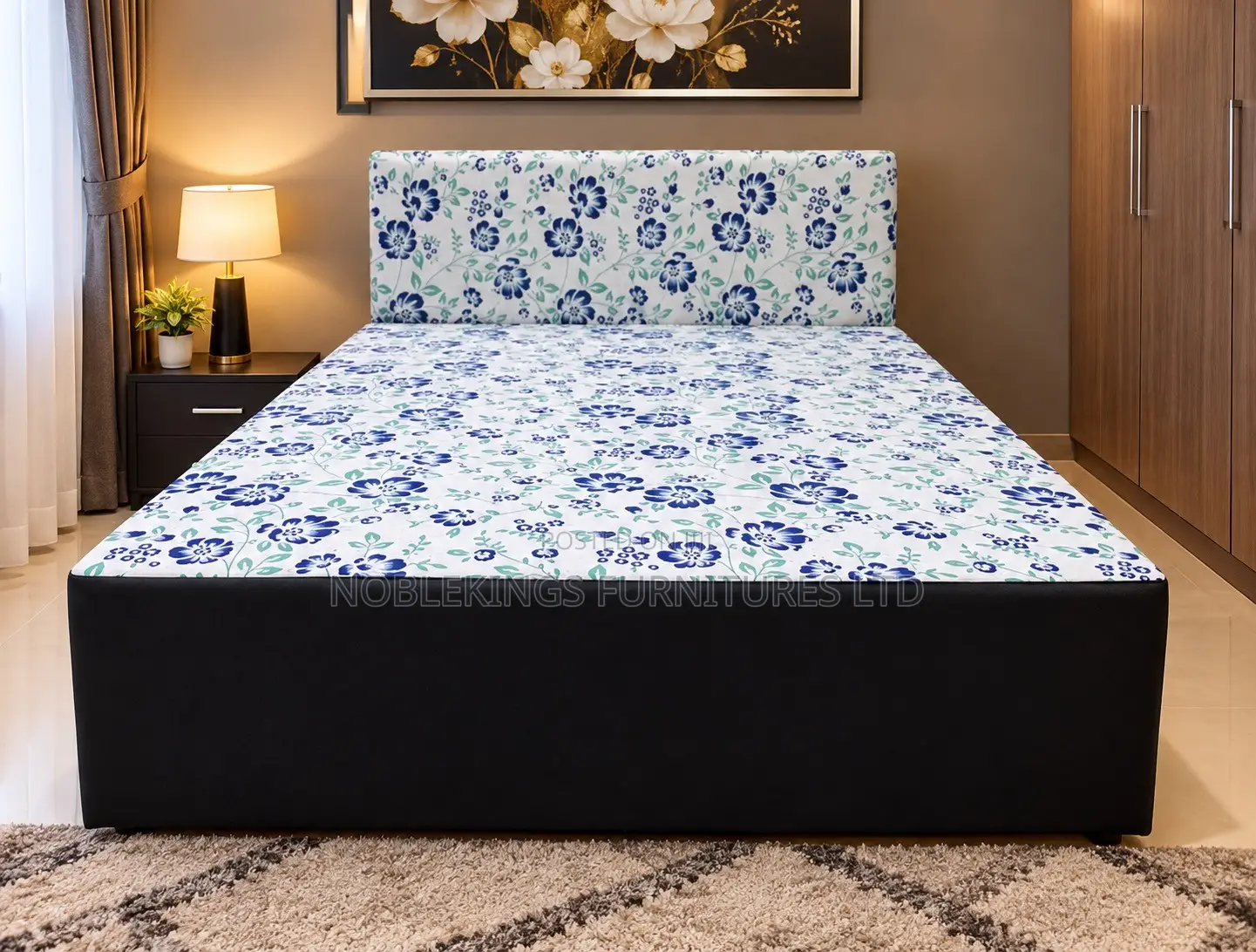 Inbuilt Double Bed Made With Treated Wood and Leather Covering