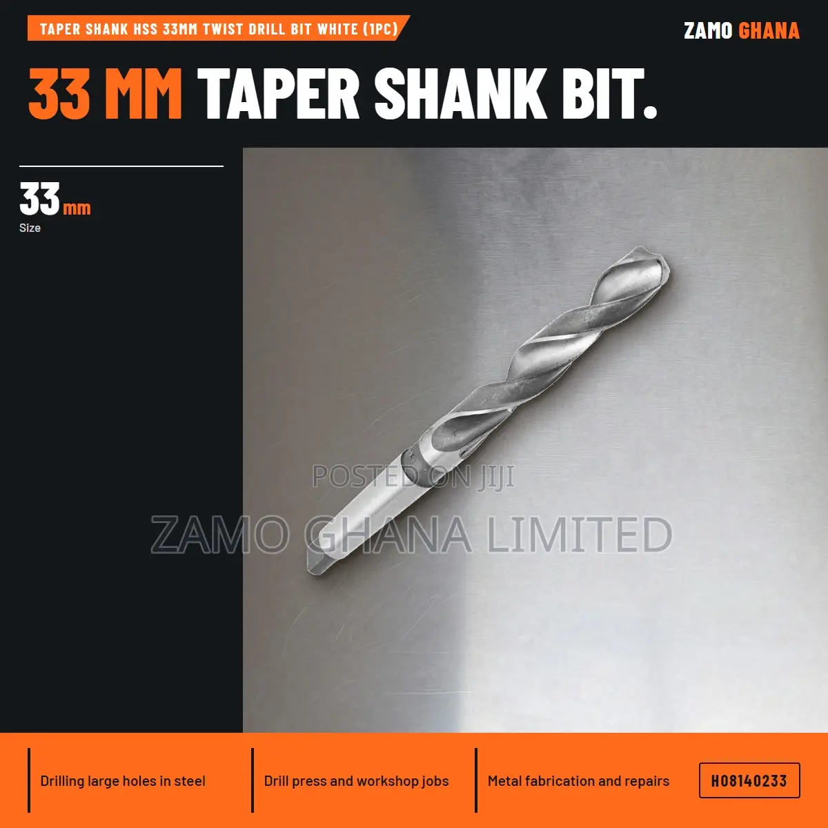 Taper Shank HSS 33Mm Twist Drill Bit White (1Pc) - H