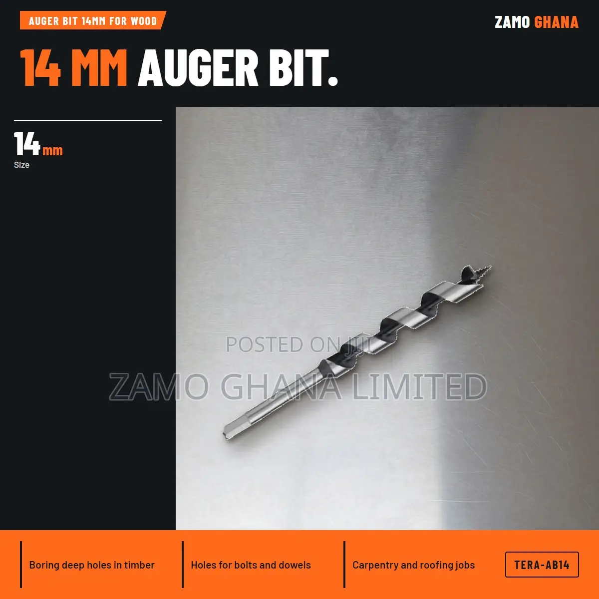Auger Bit 14Mm for Wood - TERA-AB14