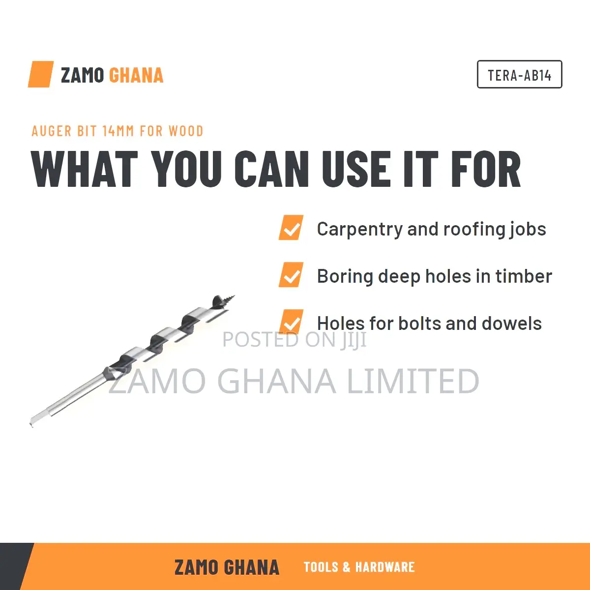 Auger Bit 14Mm for Wood - TERA-AB14