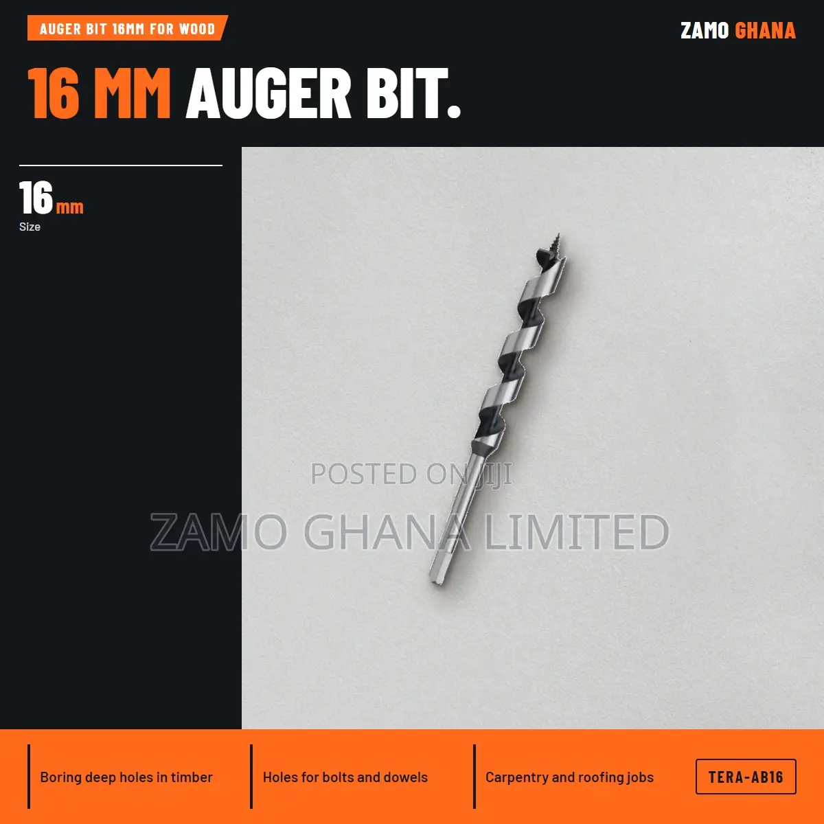 Auger Bit 16Mm for Wood - TERA-AB16