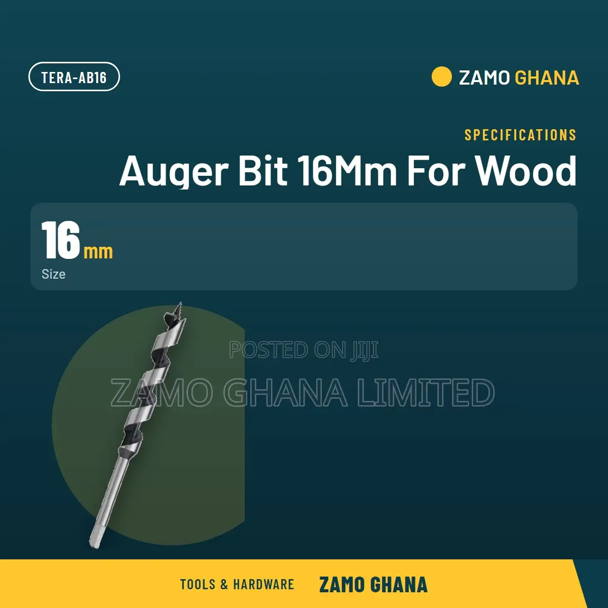 Auger Bit 16Mm for Wood - TERA-AB16