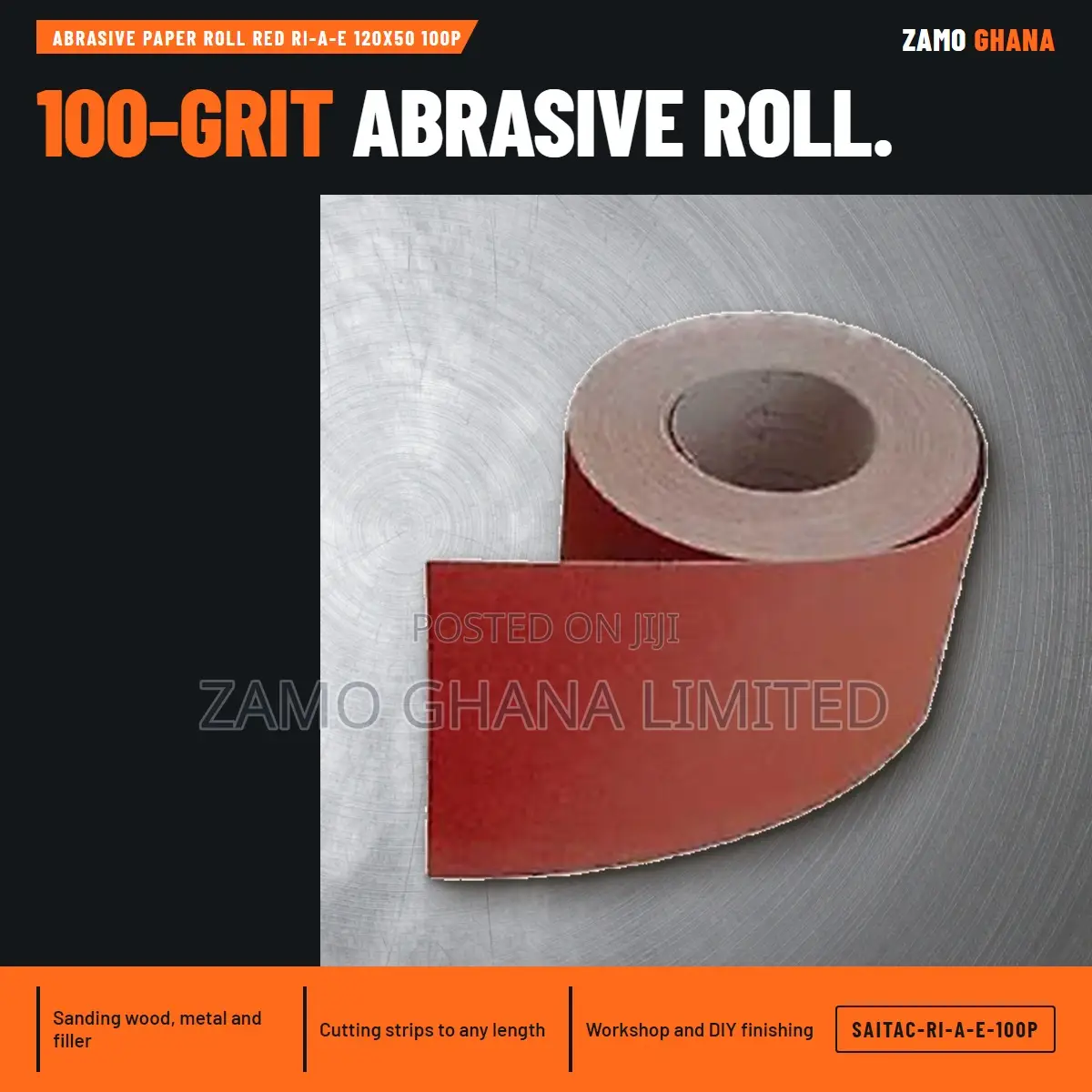 Abrasive Paper Roll Red Ri-a-E 120X50 100P - SAITAC-RI-A-E-100P